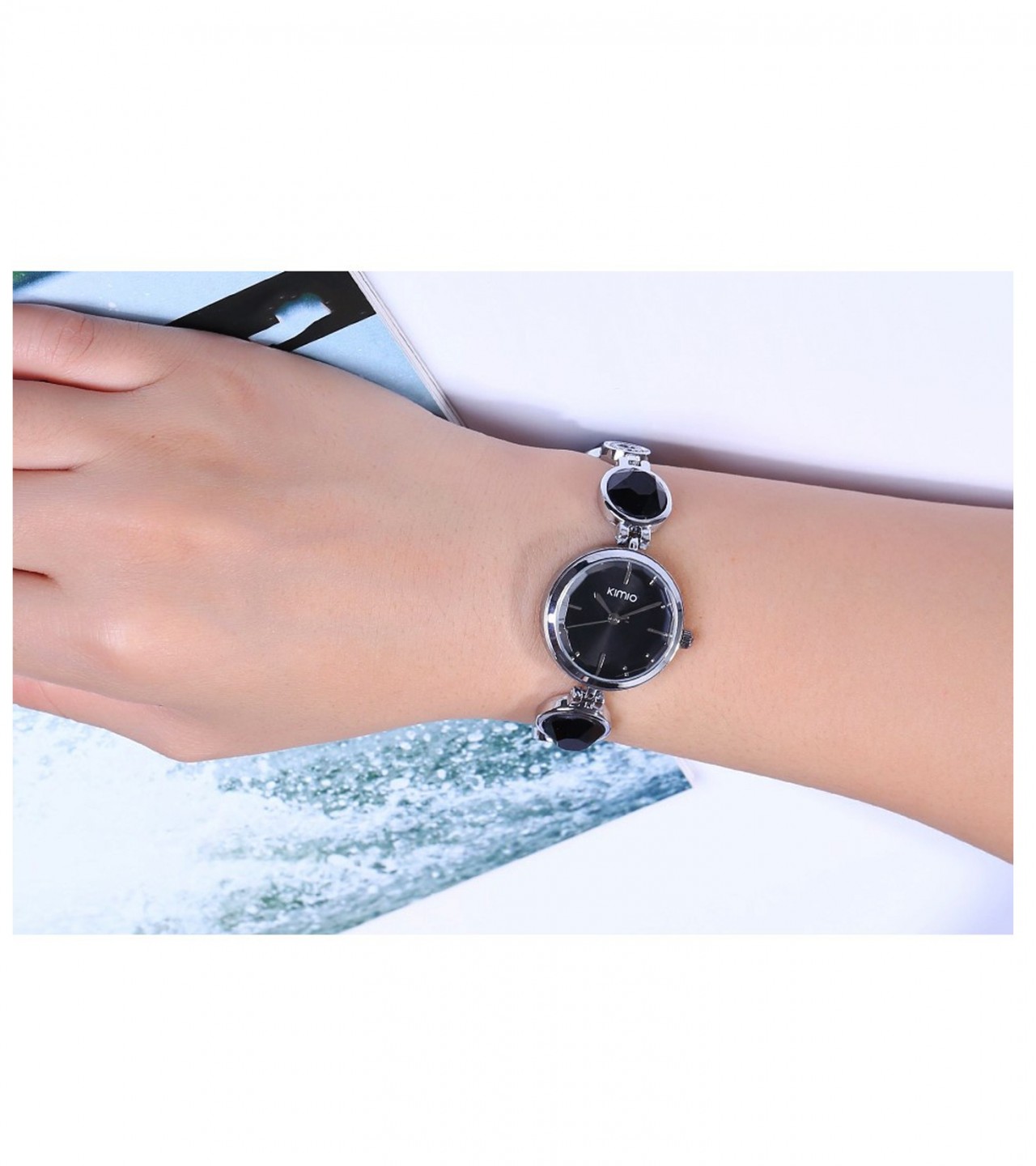 Fashion Crystal Stone Bracelet Watch For Women / Girls - Black
