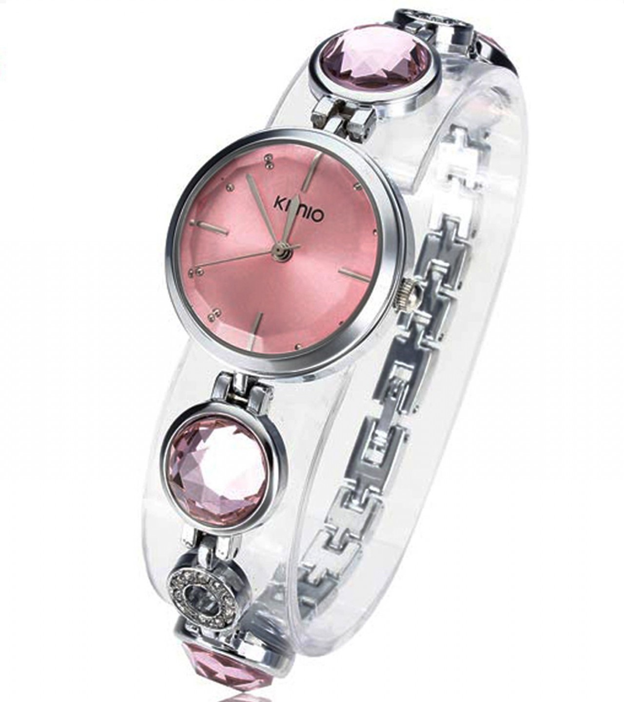 Fashion Crystal Stone Bracelet Watch For Women / Girls - Pink