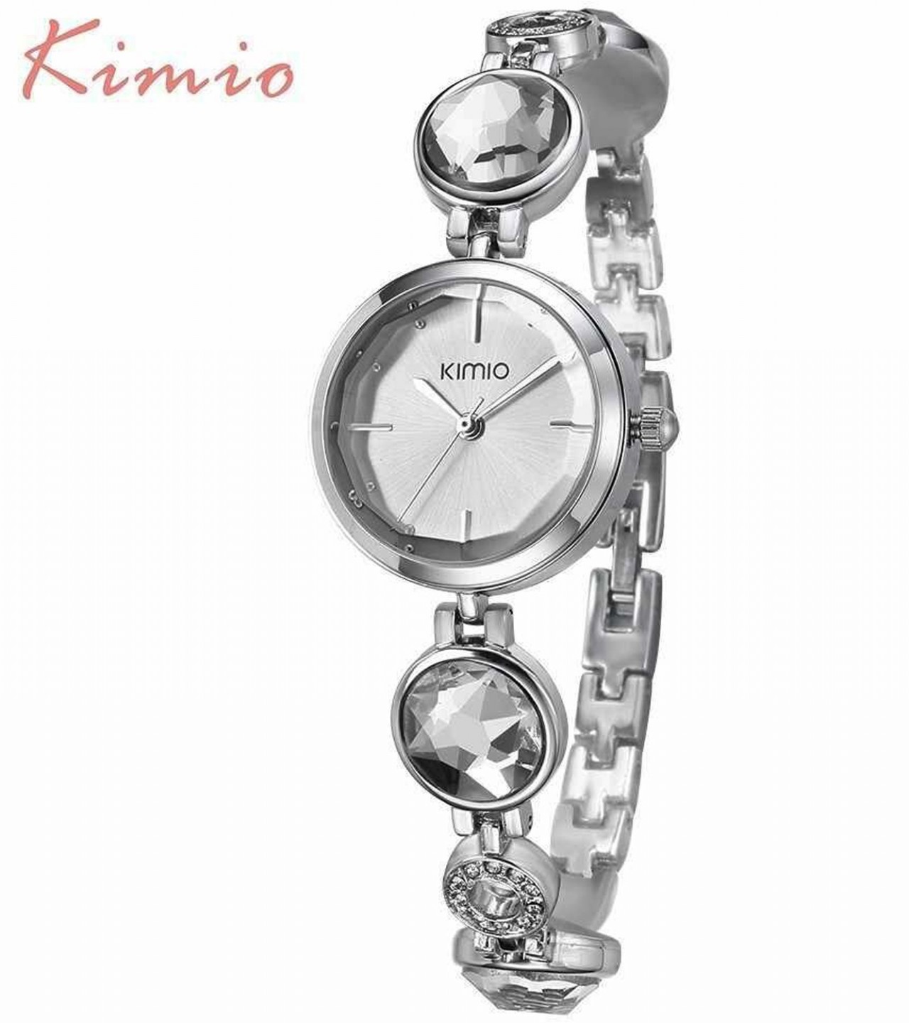 Fashion Crystal Stone Bracelet Watch For Women / Girls - White