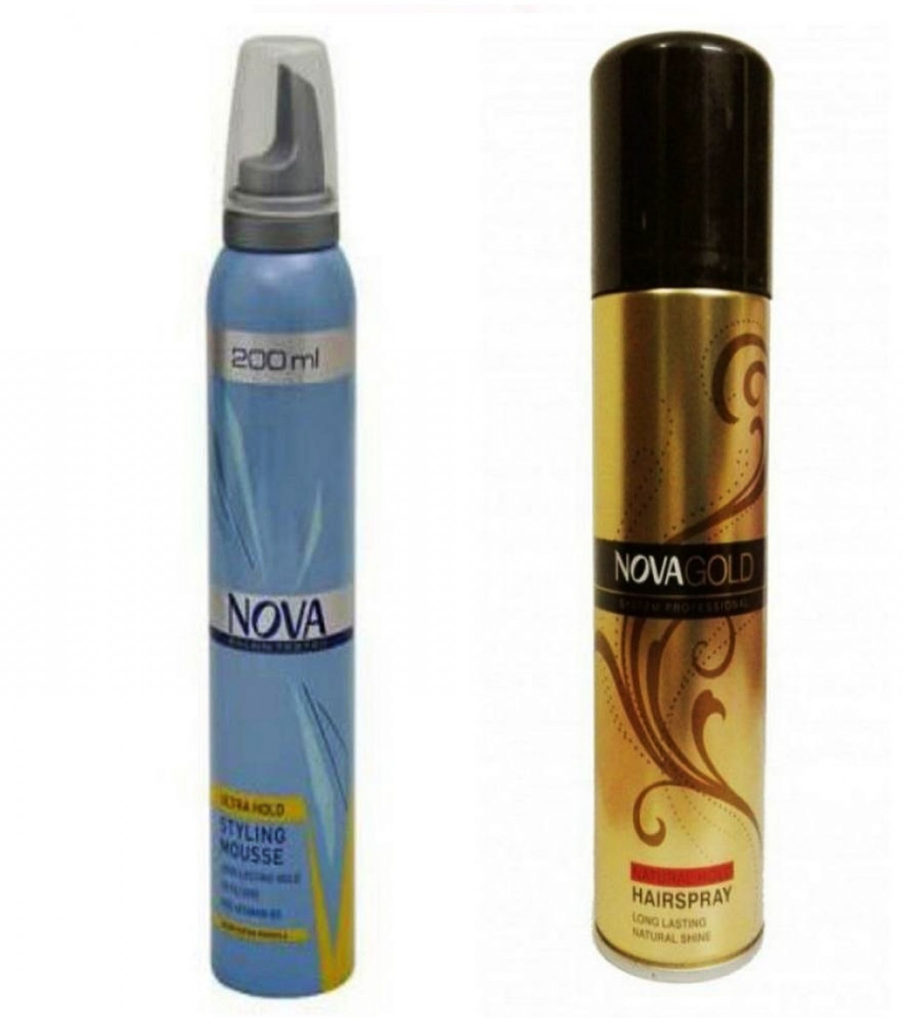 Pack of 2 - Nova Hair Styling Mousse - 200 ml And Nova Hair Spray For Unisex - 200 ml