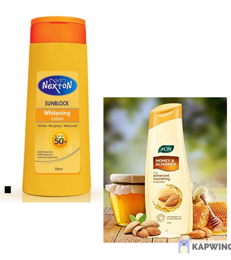 Pack of 2 - Nexton SUN BLOCK ( 30 ml ) & Joy Honey and Almonds Lotion ( 40 ml ) - Pocket Size