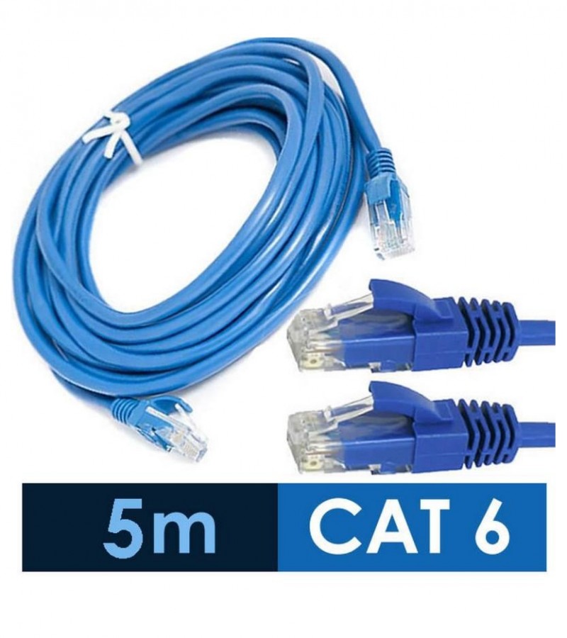 LAN Cable 5m CAT 6 Fixed Connectors 5 meter : 15 feet Ethernet Internet Wire