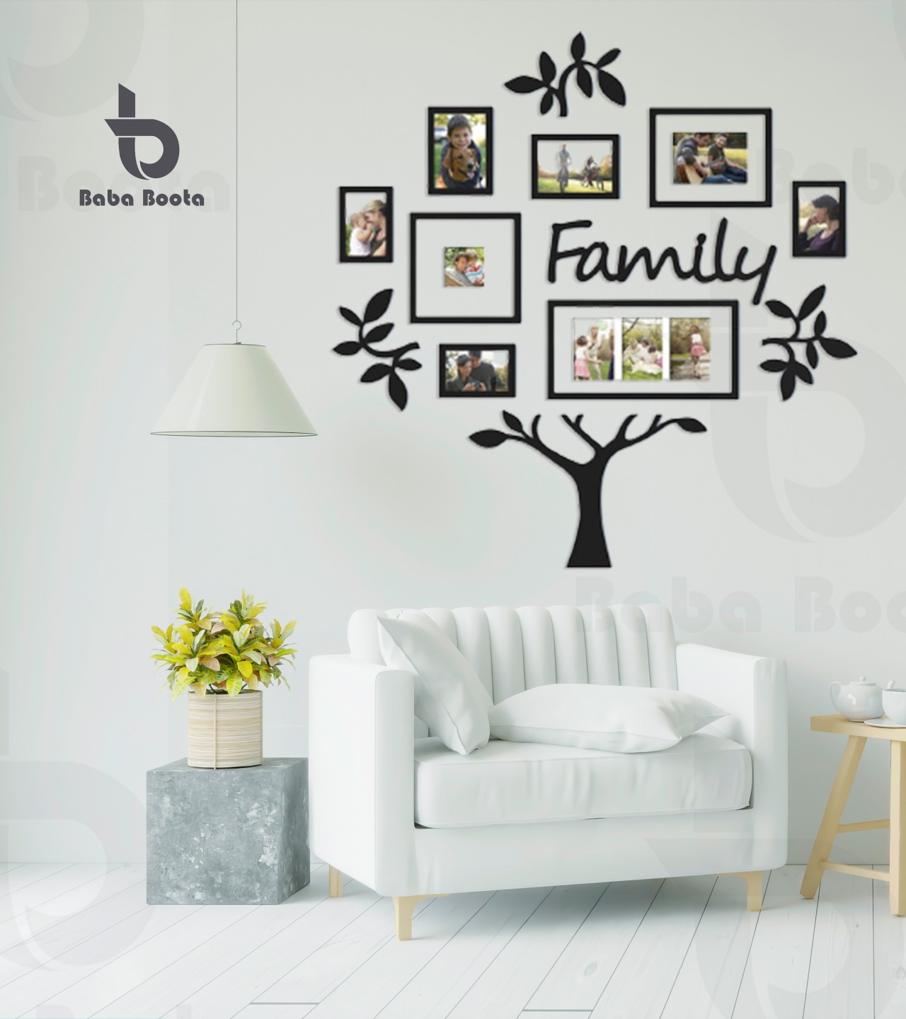 LARGE SIZE FAMILY TREE WITH PICTURE WALL FRAMES, WOODEN FAMILY TREE PHOTOS FRAME