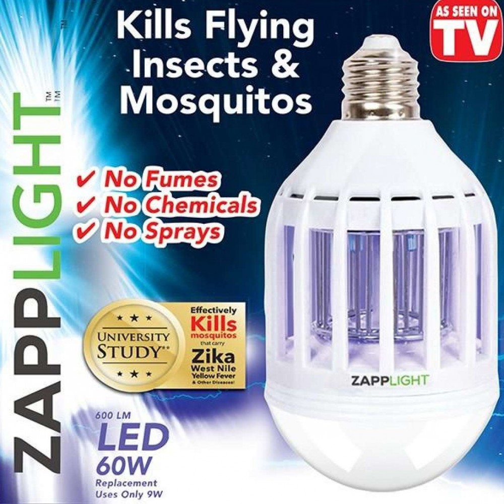 LED Safe Zapp Light Chemical Free Bug Repeller Flying Insects and Mosquito Killing Bulb