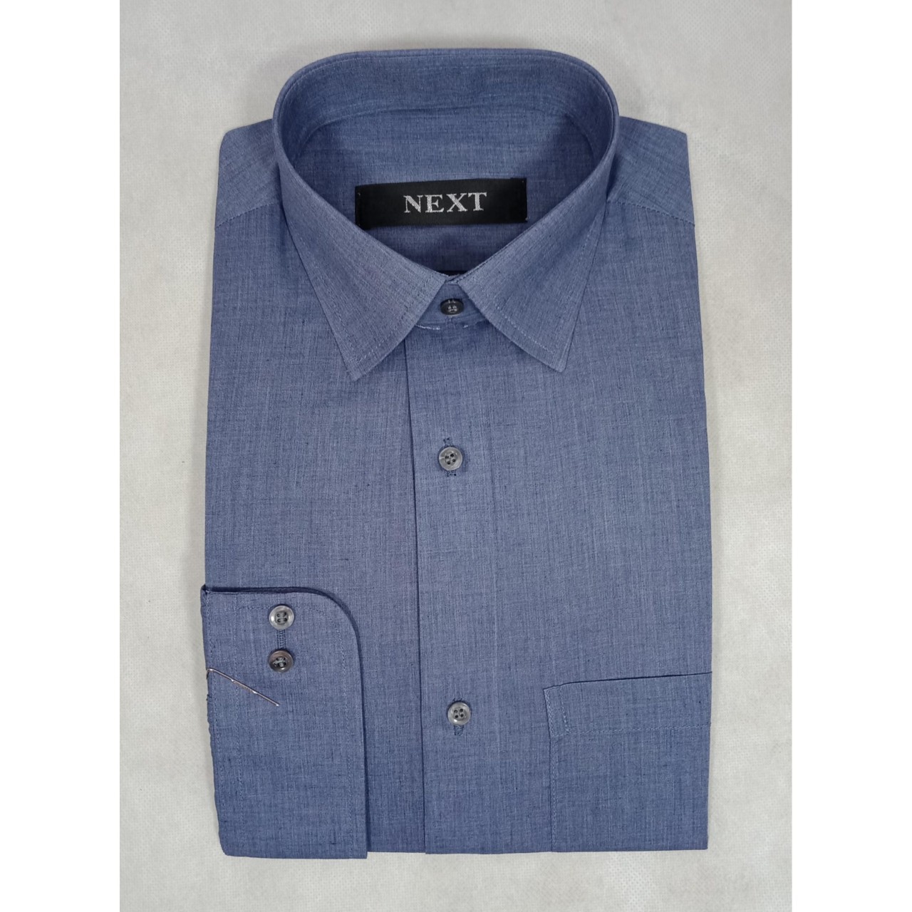 Chambray Formal Shirt For Men - Double Needle Stitching - Light Blue