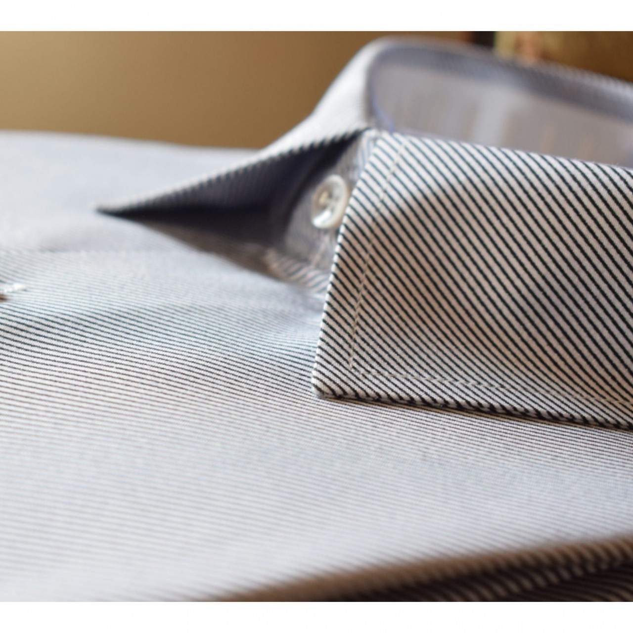Pin Stripes Formal Shirt For Men - Double Needle Stitching - Light Grey
