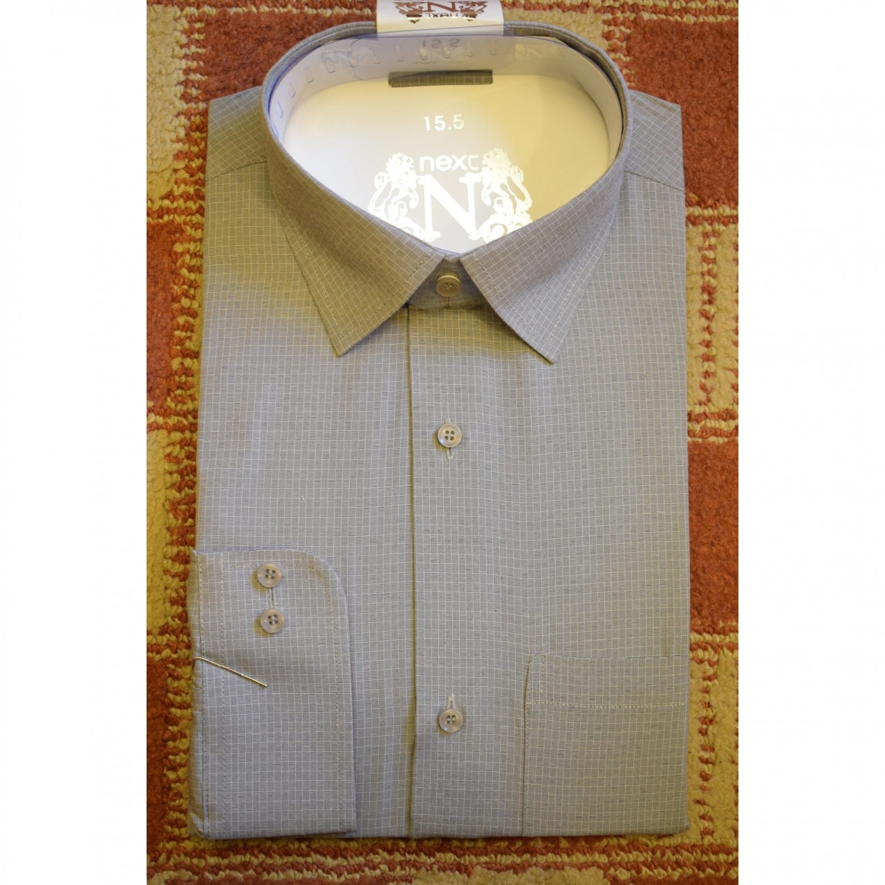 Self White Squares Pattern Formal Shirt For Men - Light Grey