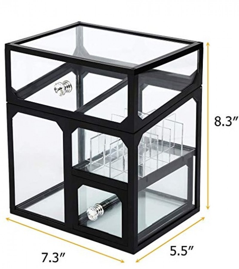 LUXURY Looking Made of Glass Cosmetics Makeup Brush Holder without Pearls Makeup Storage Organizer