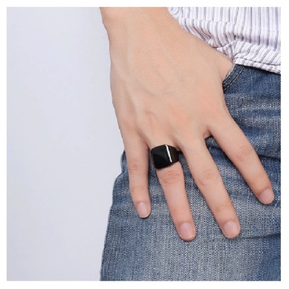 Luxury Original Titanium Long Lasting Steel Men Ring Black Plated Finger Ring for Men