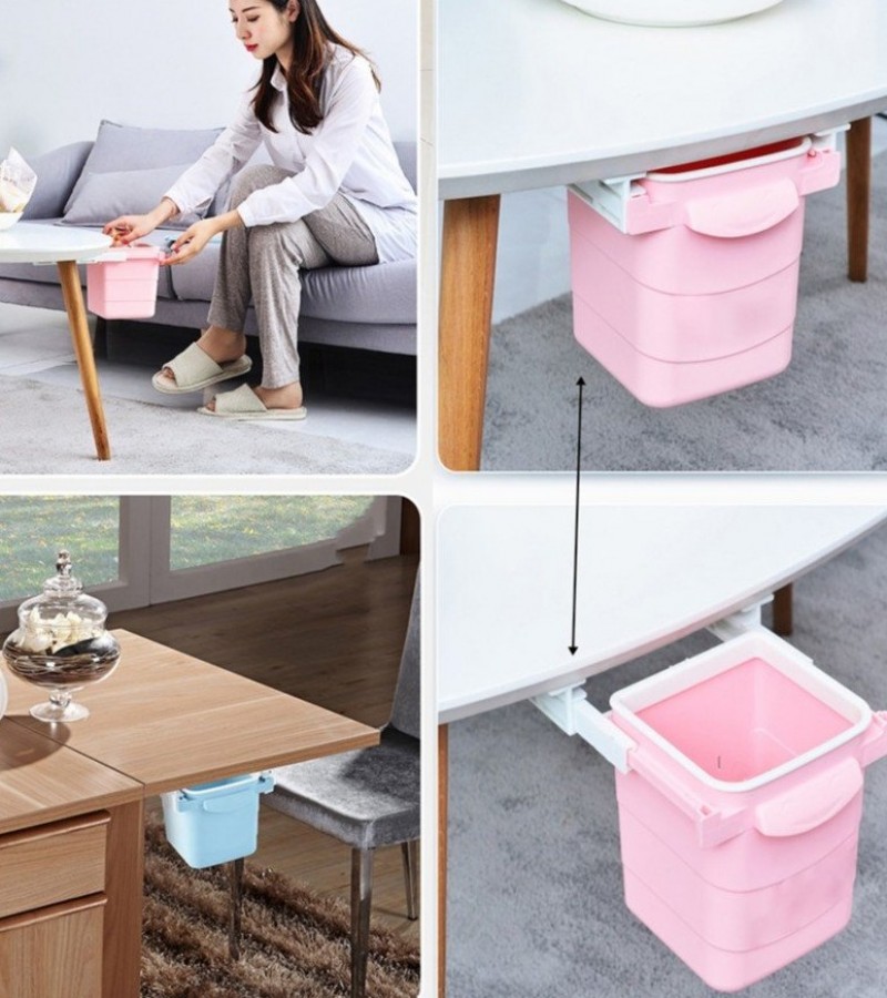 1Pcs Retractable Office Desk Home Dustbin Under Table Trash Can Garbage Waste Bin