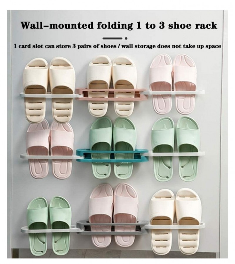 3 In 1 Shoe Holder Foldable Wall Mounted Rack Hanger Folding Slippers Organizer