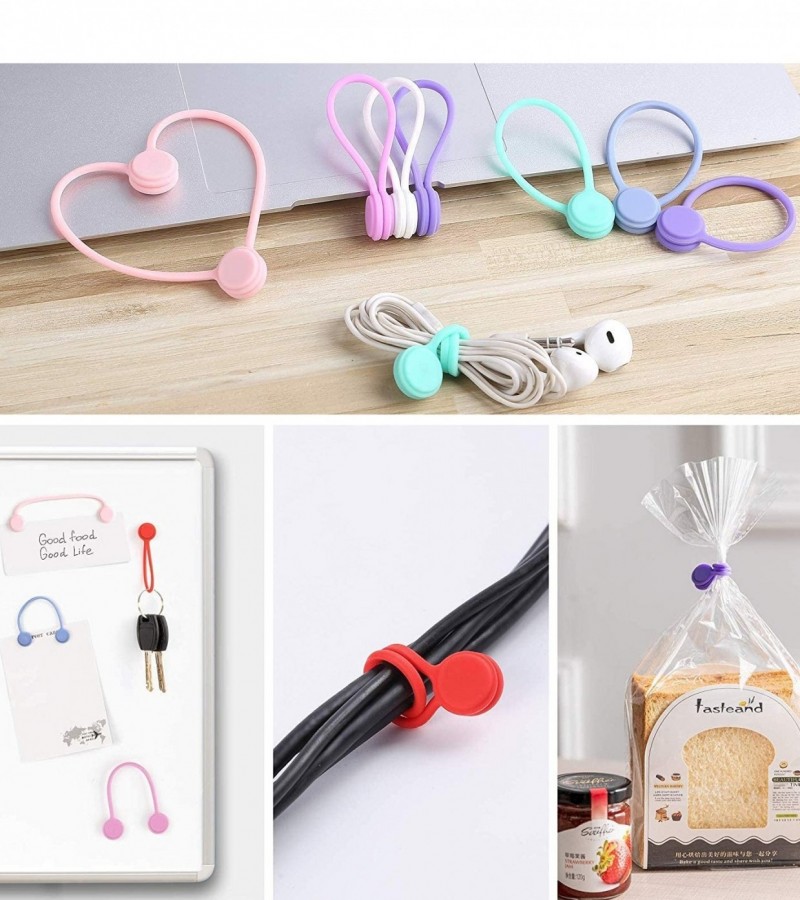 4Pcs Multi-Purpose Super Strong Magnetic Twist Ties Cable Winder Desktop Cable Organizer Holder