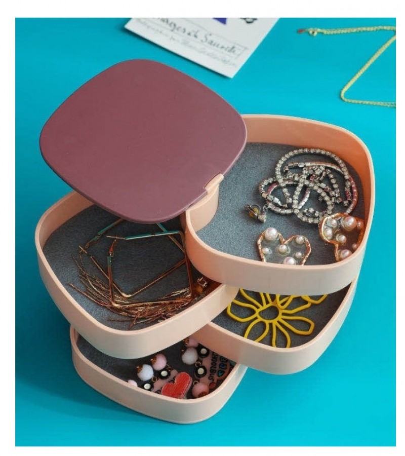 Jewelry Organizer 360 Degree Round Rotating Jewelry Storage Box