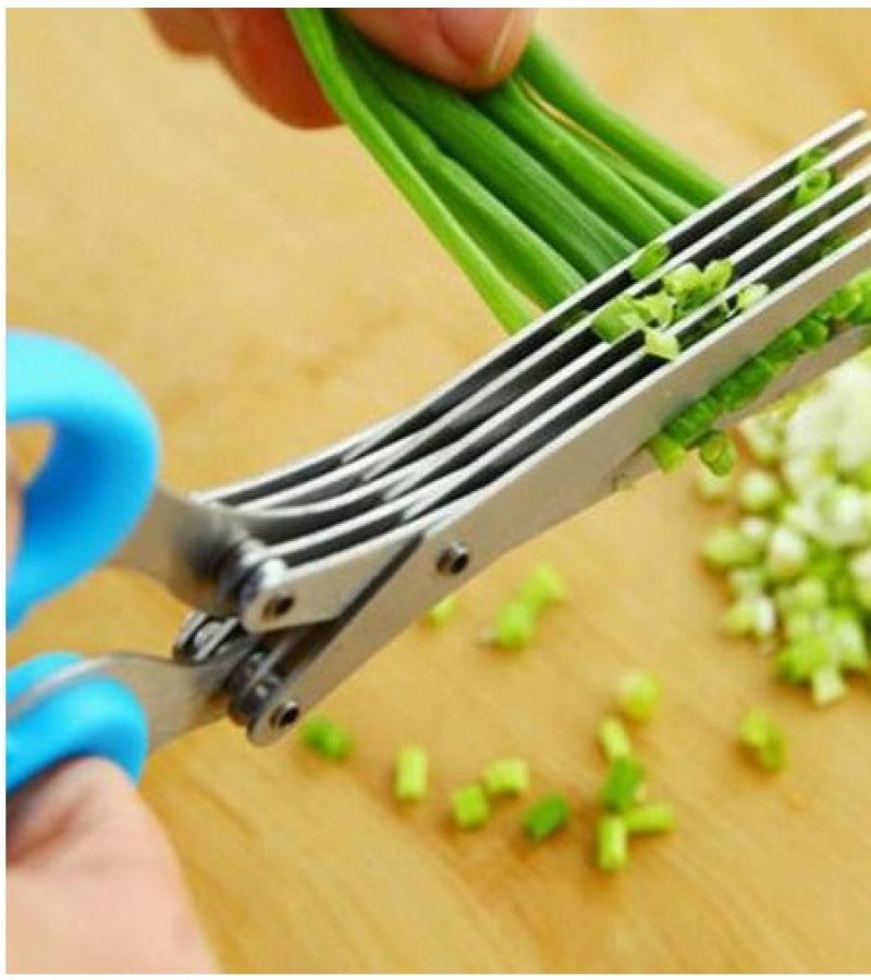 Multi-Functional Stainless Steel Kitchen Knife 5 Layers Scissors Cut Vegetable Cutter