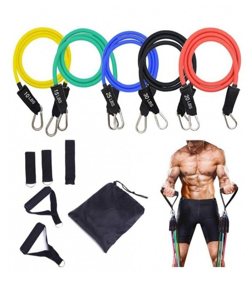 Resistance Bands Set - 5-Piece Exercise Bands - Portable Home Gym Accessories - Stackable Up to 150