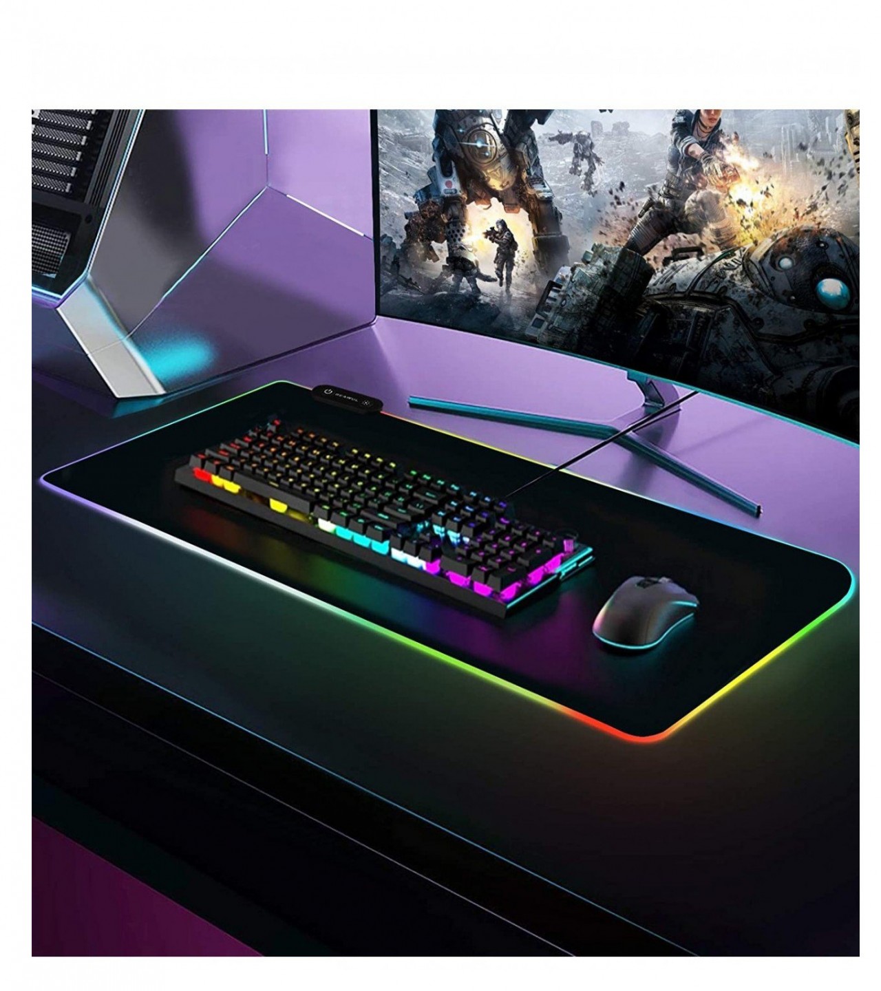 RGB Gaming Mouse Pad RASURE 9 Modes Glowing Anti-Slip Soft Keyboard Mouse Mat Large - 31*12inches