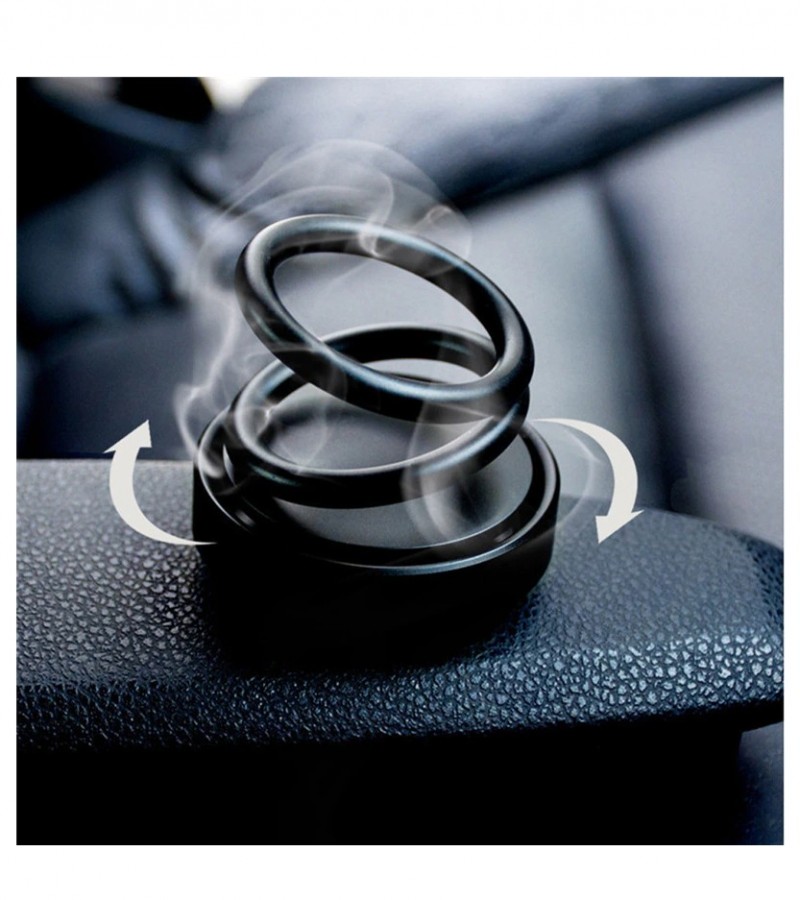 Solar Car Decoration Creative Double Ring Rotating Air Freshener Dashboard Decor Toy - Black