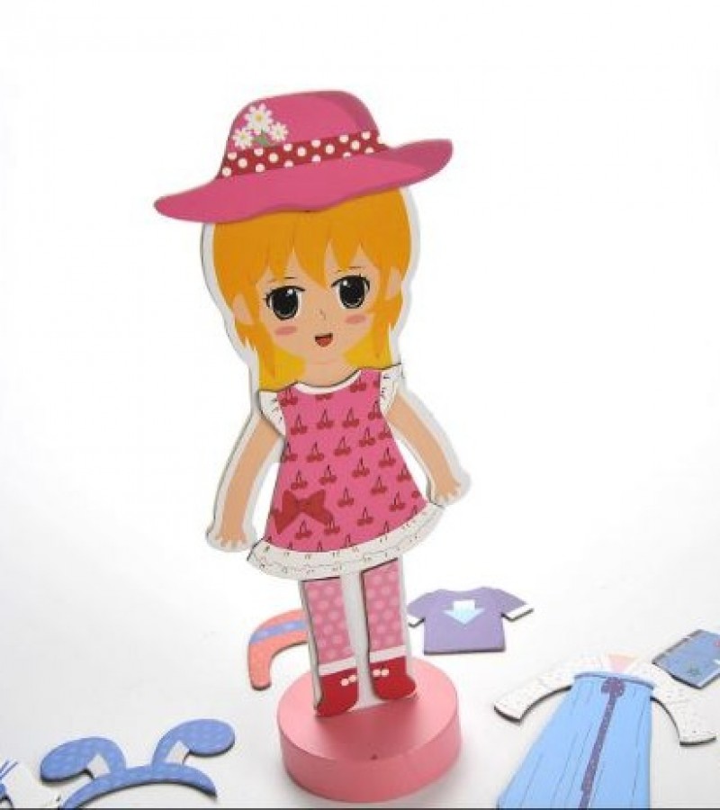 Magnetic Dress Girl Grow Up Happily Wooden Magnetic Dress-Up Play Set For Your Baby Girls Best Gift