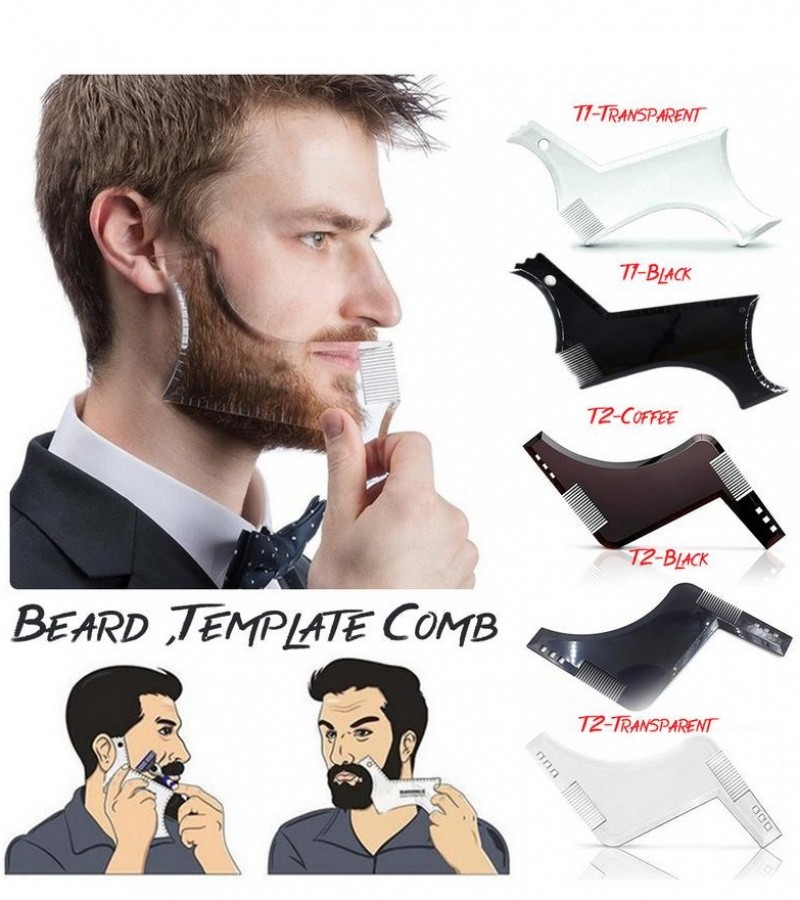 Men Beard Shaping Styling Template Comb - Black