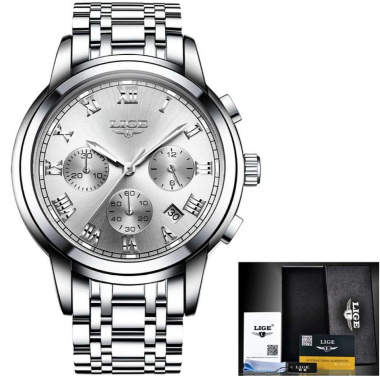 Men Luxury Brand LIGE LIGE9810 Chronograph Men Sports Watches Waterproof Full Steel Quartz