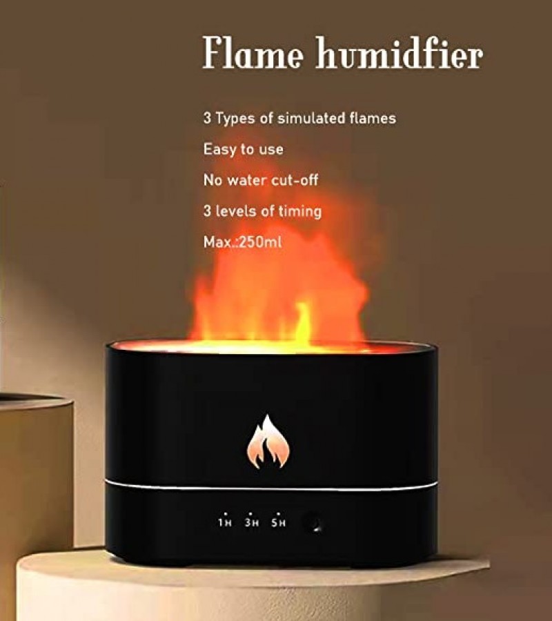 Mist Humidifier Night Light Aromatherapy Flame Diffuser Desktop USB Humidifier 1/3/5H Timing
