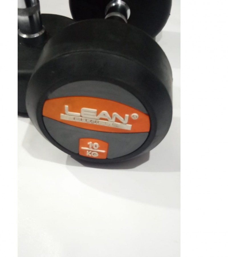 10KG Lean Fitness Rubber Dumbbell Pairs