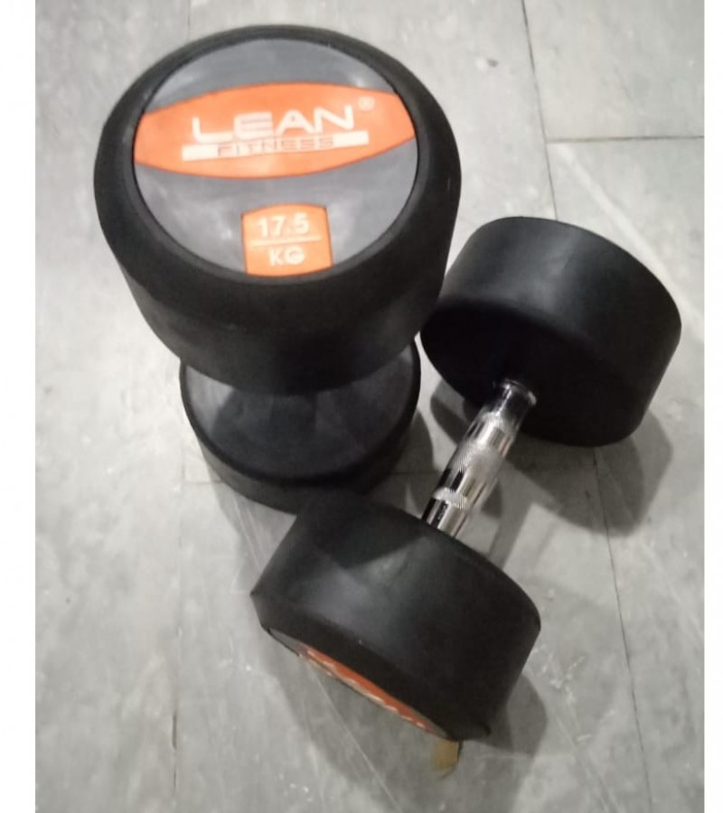 17.5KG Lean Fitness Rubber Dumbbell Pairs