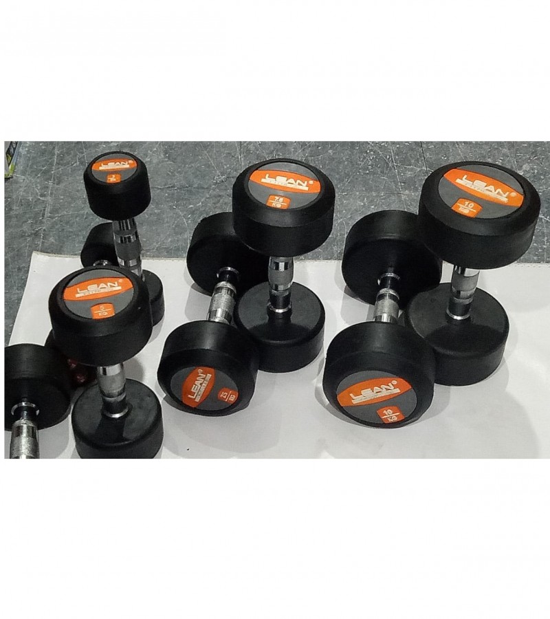 3KG Lean Fitness Rubber Dumbbell Pairs