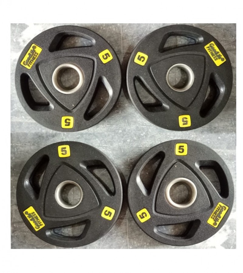 5 kg Olympic Rubber Coated 4 Plates 2 Inch Hole - Black