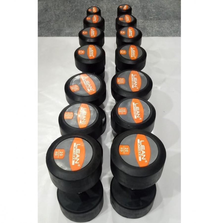 5KG Lean Fitness Rubber Dumbbell Pairs