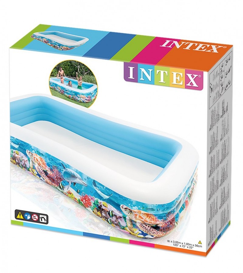 Intex Family Swimming Inflatable Pool Size (120" x 72" x22")