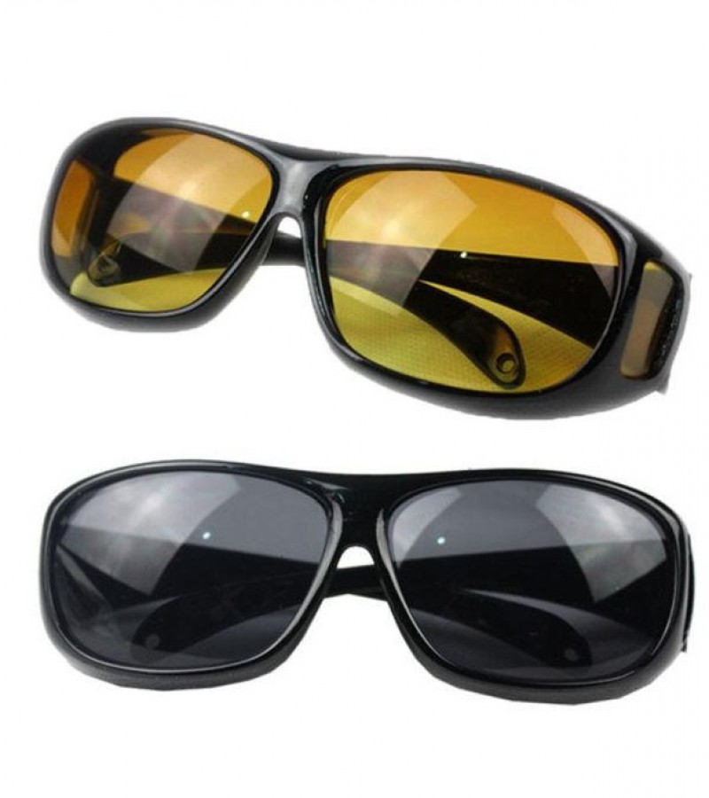 Pack of 2 - HD Night Vision Glasses - Black & Yellow