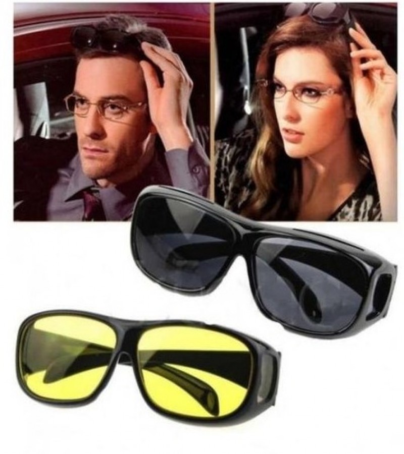 Pack of 2 - HD Night Vision Glasses - Black & Yellow