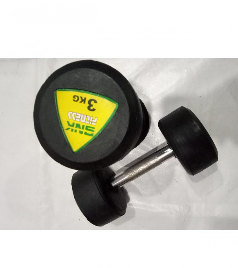 RUBBER DUMBBELL 3KG PAIR (SPORTS ZONE)