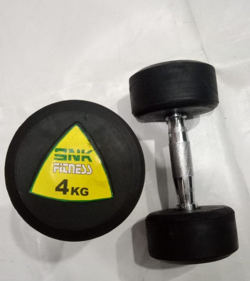 RUBBER DUMBBELL 4KG PAIR (SPORTS ZONE)