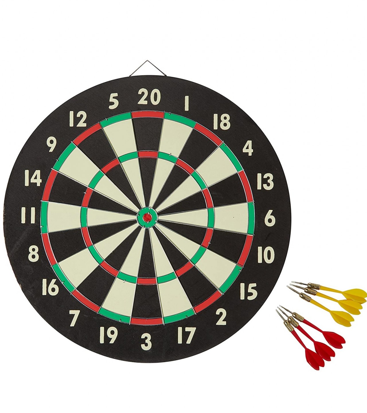 Sunlin Double Sided Dart Board Game - with 6 Darts - Size 15"