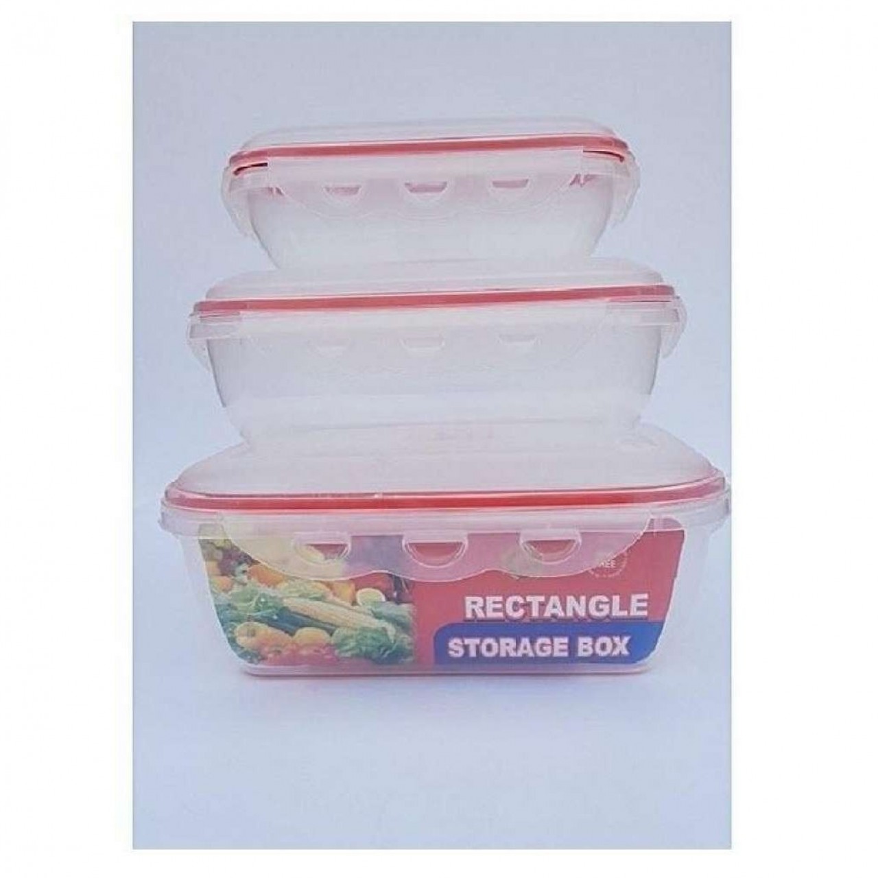 Rectangle Plastic Boxes With Lid - 3 Pcs Set - Multi Purpose