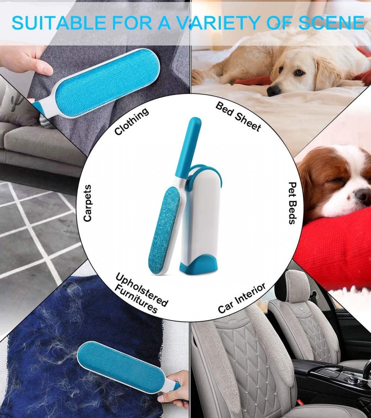 Multifunctional Lint Brush Reusable for Pet Cat Furniture Clothes Handle  with Self-Cleaning Brush - Sale price - Buy online in Pakistan 