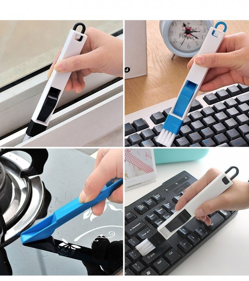 Multipurpose Household 2 In 1 Cleaning Brush Tool for Window Door Keyboard Brush Tool