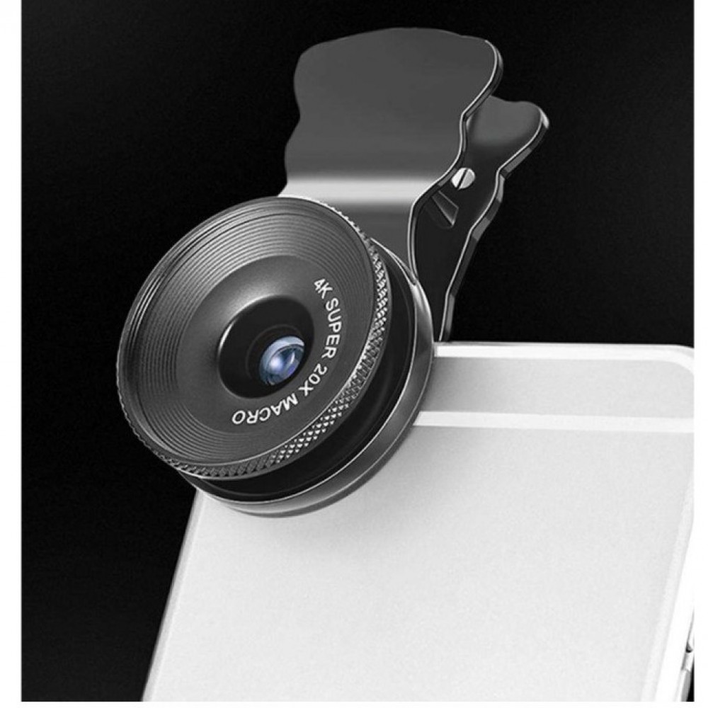 2 in 1 HD Macro Lens Camera Clip Lens Kit - Optical Glass 0.6X Wide Angle+20X