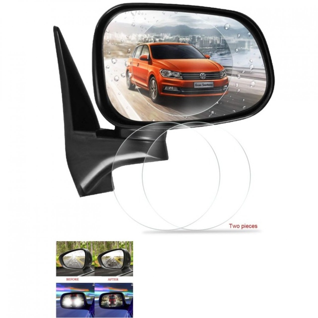 2 Pack Oval Car Rearview Mirror Protective Film Waterproof Rainproof Clear Protective Film