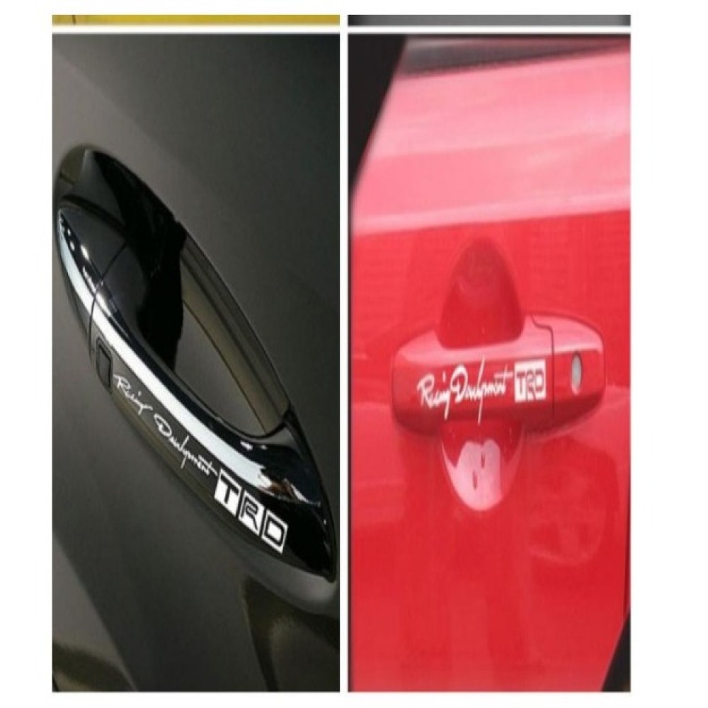 4pcs/set Car-styling TRD Logo Door Handle Stickers - White