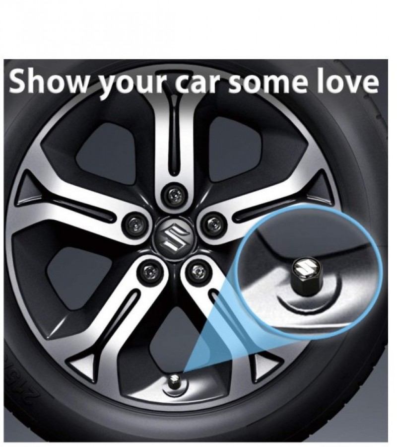 4X Suzuki Logo Car Wheel Tyre Valves Dust Stems Air Caps + Keychain