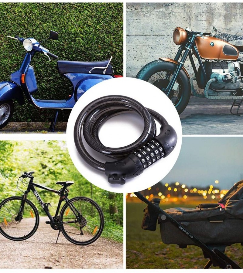 5 Digit Code Bike Lock Coiling Combination Cable Bike Locks Anti Theft Cycling Password Lock
