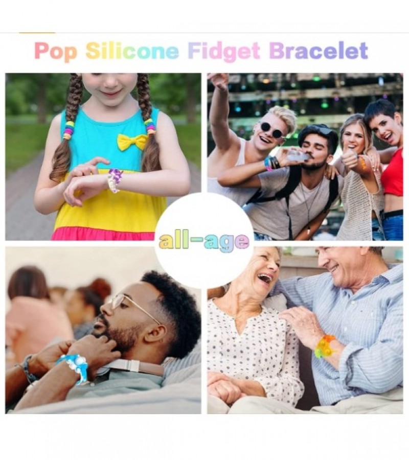 Adjustable Pop It Fidget Wristband Unicorn Fidget Toy Stress Relief For Kids and Adults