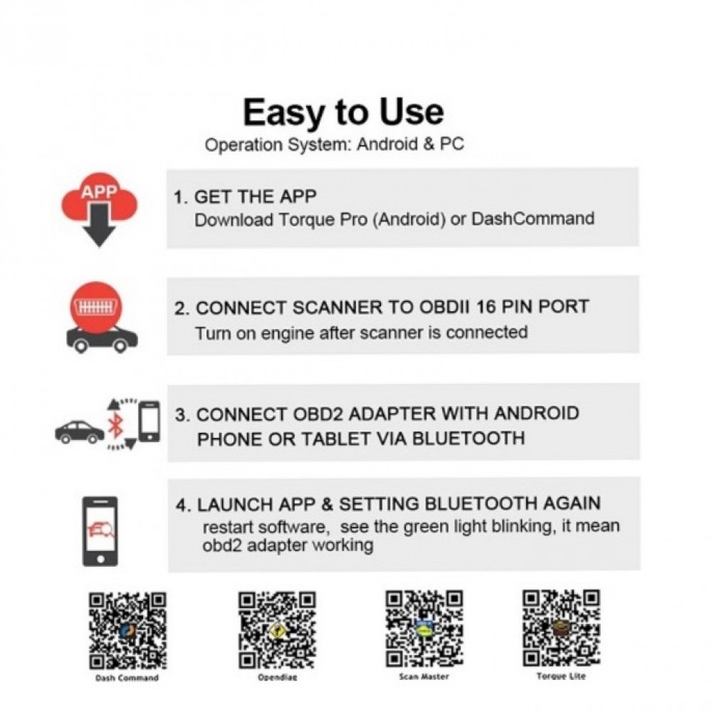 Ancel iCar2 ELM 327 V 1.5 Bluetooth Car Error Code Reader OBD 2 Scanner Auto Diagnostic Tool
