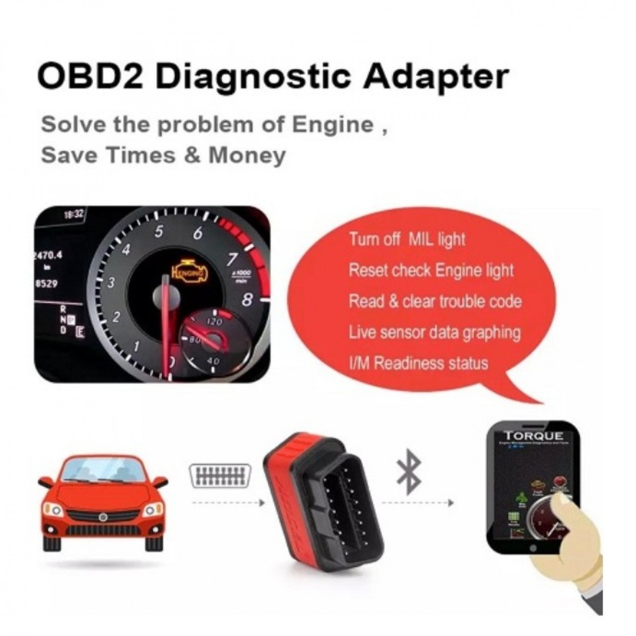 Ancel iCar2 ELM 327 V 1.5 Bluetooth Car Error Code Reader OBD 2 Scanner Auto Diagnostic Tool