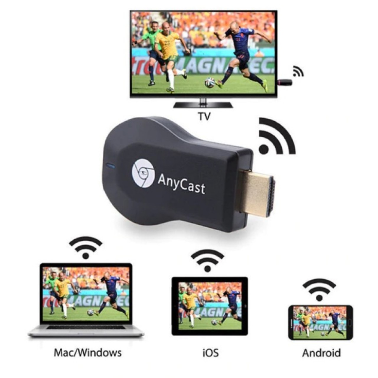 AnyCast M4 Plus 2OTA-Core Wireless WiFi Display Dongle Receiver Video Streamer TV Stick - Black
