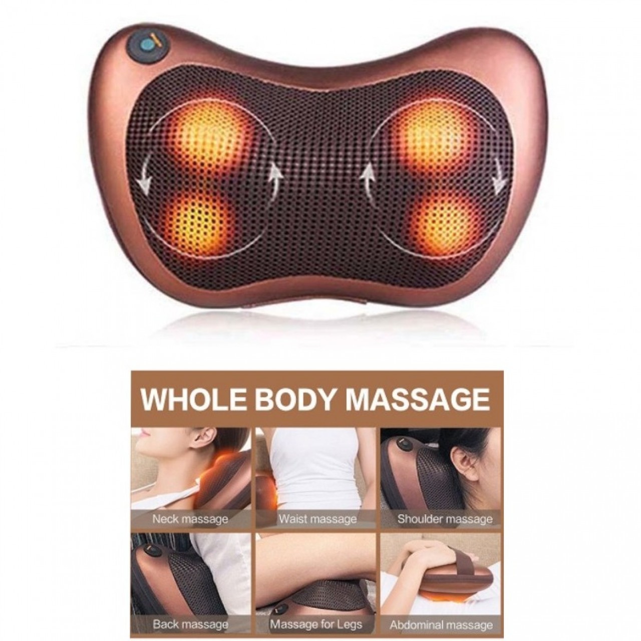 Back Massage Pillow with Heating Function - Electric Shiatsu Neck Massager Cushion Relax Neck / Back