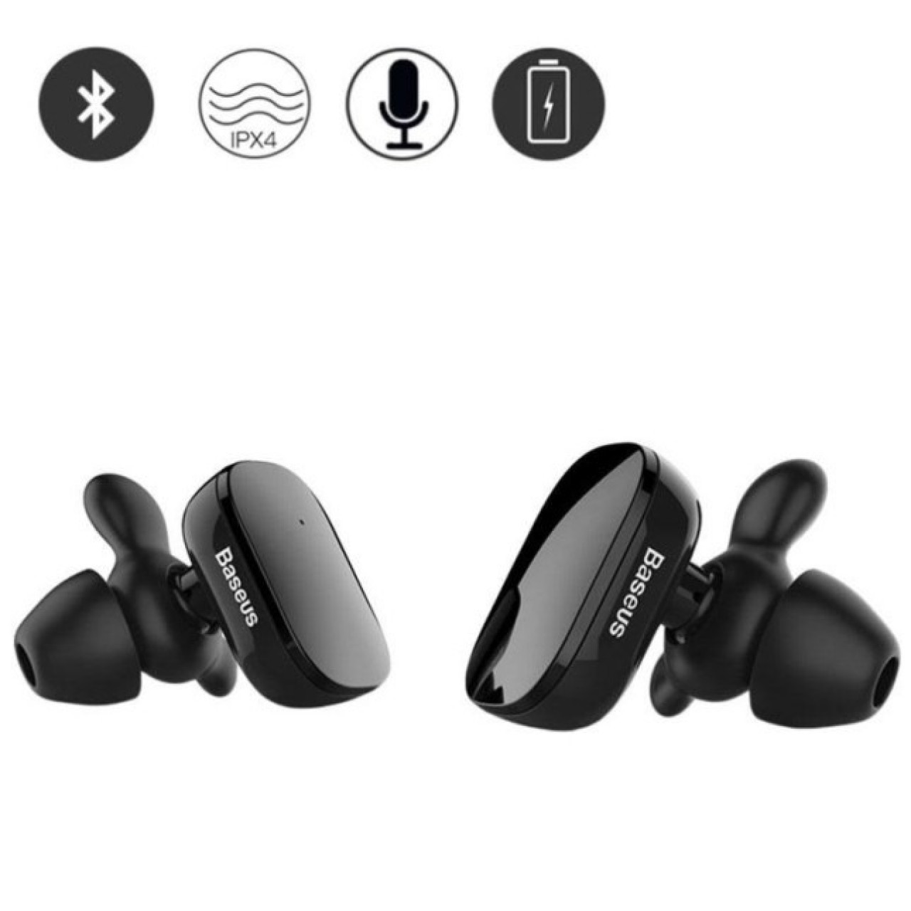 Baseus Encok W02 TWS Bluetooth Earphone Wireless Earbuds With Microphone - Black
